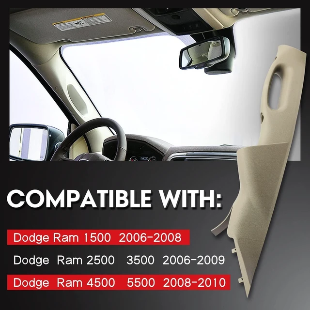 Alt view image 2 of 7 - A-Pillar Trim Interior Handle and Single Gauge Pod (Left-Driver Side) Fit for Dodge Ram 1500 2500 3500 4500 5500 2006-2010 SRT-10 A Pillar with Handle ZL39BD1AA,ZL39BD1AB