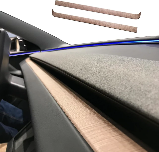 Main image of Real Wood Slim Dashboard Cover Compatible with Tesla Model 3 2024 2025 + Model Y Accessories Highland and Juniper Luxurious Hand Selected Wood Kit Open Pore Finish (Original Wood)