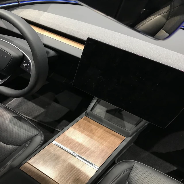Alt view image 2 of 4 - Real Wood Slim Dashboard Cover Compatible with Tesla Model 3 2024 2025 + Model Y Accessories Highland and Juniper Luxurious Hand Selected Wood Kit Open Pore Finish (Original Wood)