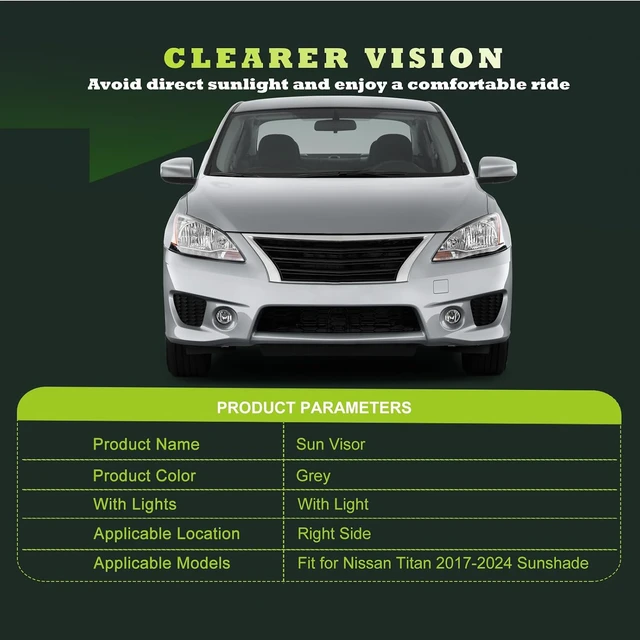 Alt view image 6 of 6 - Sun Visor Replacement Fits for Nissan Titan 2004-2024 QX56 Armada 2004-2014