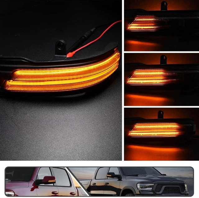 Alt view image 2 of 7 - Amber Sequential LED Side Mirror Marker Lights for Dodge Ram 1500 2019-2024