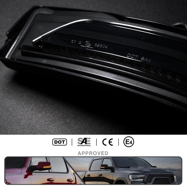 Alt view image 4 of 7 - Amber Sequential LED Side Mirror Marker Lights for Dodge Ram 1500 2019-2024