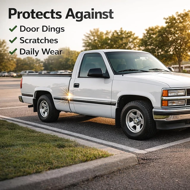 Alt view image 4 of 7 - Chrome Body Side Molding Replacement Automotive Trim Kit : 2.5" Tape-On Molding for 1988-1998 Chevy Tahoe Suburban Silverado GMC Yukon Blazer