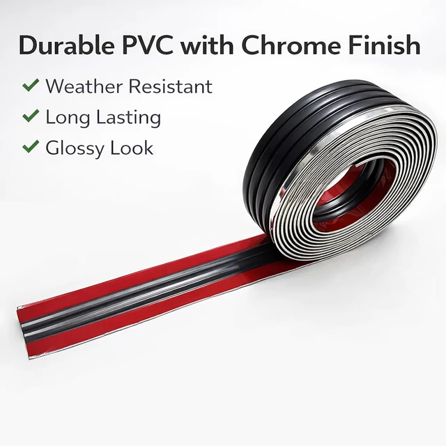 Alt view image 5 of 7 - Chrome Body Side Molding Replacement Automotive Trim Kit : 2.5" Tape-On Molding for 1988-1998 Chevy Tahoe Suburban Silverado GMC Yukon Blazer