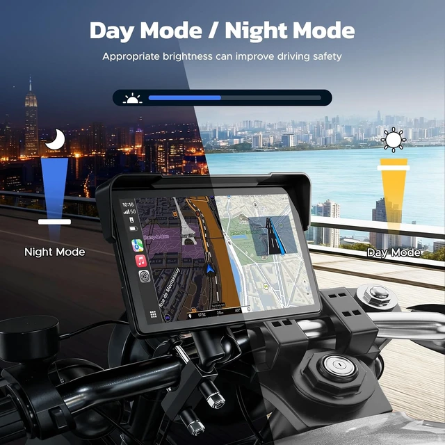 Alt view image 5 of 7 - 7" Wireless Motorcycle CarPlay Screen, IP67 Waterproof Touchscreen,GPS Navigation System,Anti-Glare for Daylight, Voice Control, Dual Bluetooth, Suitable for Harley, Kawasaki, Yamaha, etc.