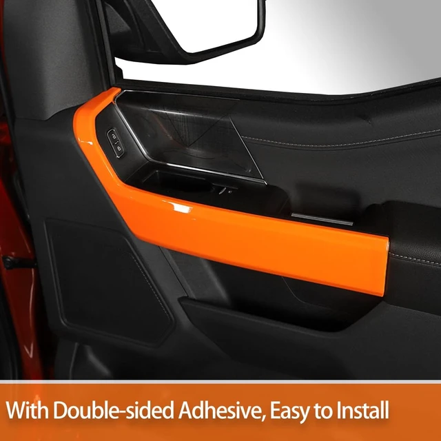 Alt view image 4 of 7 - Inner Door Handle Armrest Frame Panel Trim Cover for F-150 2021-2026 Orange