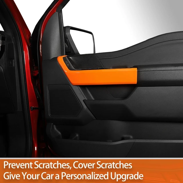 Alt view image 5 of 7 - Inner Door Handle Armrest Frame Panel Trim Cover for F-150 2021-2026 Orange