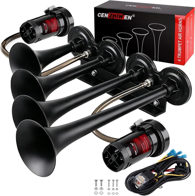 Main image of 12V Train Air Horn for Truck With 2 Compressors/4 MetalTrumpets