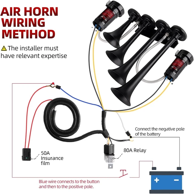 Alt view image 6 of 6 - 12V Train Air Horn for Truck With 2 Compressors/4 MetalTrumpets