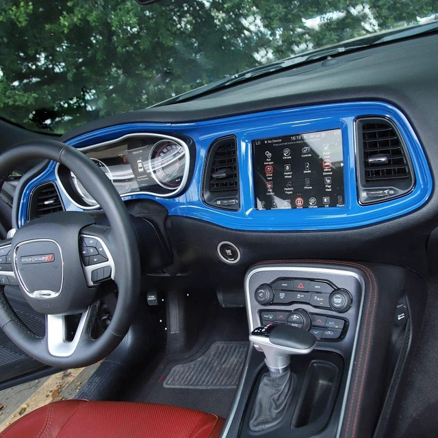 Alt view image 4 of 6 - for Challenger Center Consoles Dash Board Dashboard Instrument Protecter Cover Trim Garnish for 2015-2026+ Dodge Challenger Interior Accessories ABS Blue, 4pcs