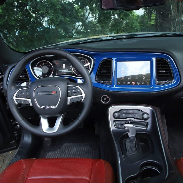 Alt view image 5 of 6 - for Challenger Center Consoles Dash Board Dashboard Instrument Protecter Cover Trim Garnish for 2015-2026+ Dodge Challenger Interior Accessories ABS Blue, 4pcs