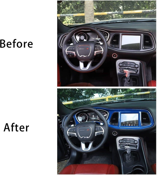 Alt view image 6 of 6 - for Challenger Center Consoles Dash Board Dashboard Instrument Protecter Cover Trim Garnish for 2015-2026+ Dodge Challenger Interior Accessories ABS Blue, 4pcs