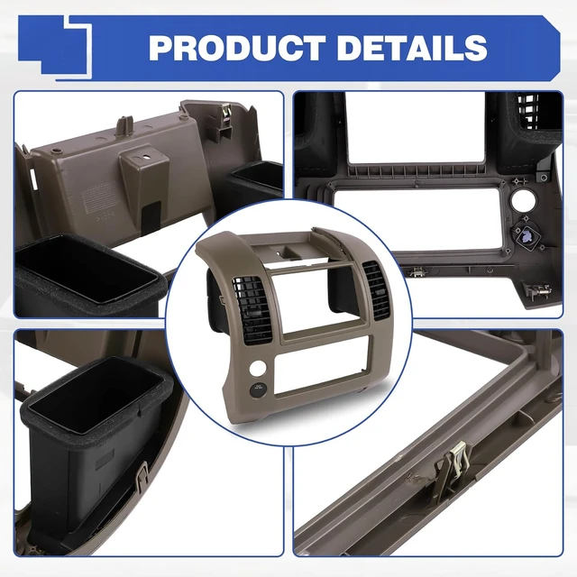Alt view image 4 of 7 - Center Dash Console Panel Compatible with Nissan Frontier 2005-2020, Center Instrument Console Panel Bezel Cover Replacement Part Number 68259-ZP16A 68259 ZP16A 68259ZP16A, Brown - 3 Years Warranty
