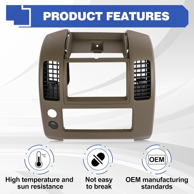Alt view image 5 of 7 - Center Dash Console Panel Compatible with Nissan Frontier 2005-2020, Center Instrument Console Panel Bezel Cover Replacement Part Number 68259-ZP16A 68259 ZP16A 68259ZP16A, Brown - 3 Years Warranty