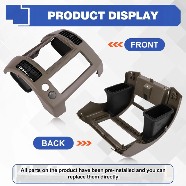 Alt view image 6 of 7 - Center Dash Console Panel Compatible with Nissan Frontier 2005-2020, Center Instrument Console Panel Bezel Cover Replacement Part Number 68259-ZP16A 68259 ZP16A 68259ZP16A, Brown - 3 Years Warranty