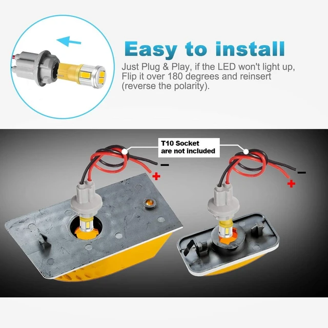 Alt view image 5 of 7 - Replacement for Hummer H2 Cab Roof Lights Housing 2003-2009 and Hummer H2 SUT Cab Roof Top Clearance Marker LED Light Lamps 2005-2009 Front Rear w/T10 194 168 W5W Led Bulbs(5Amber+5Red)