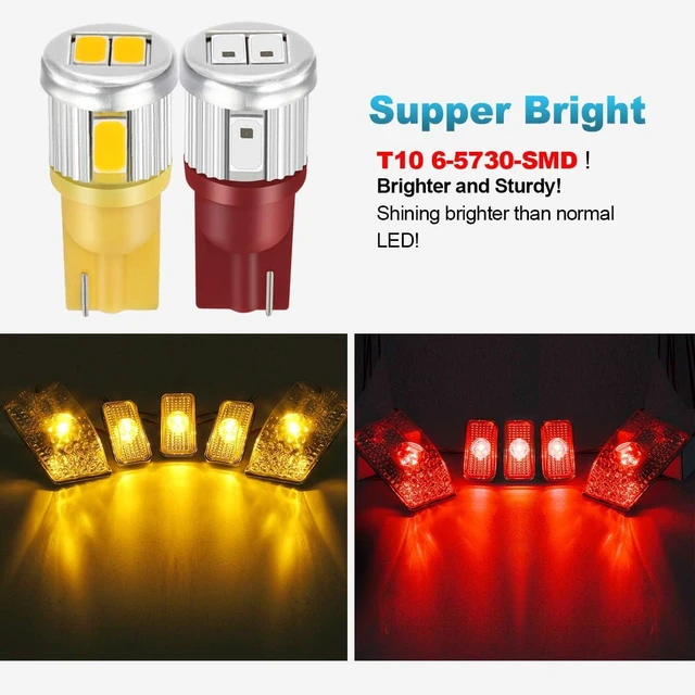 Alt view image 6 of 7 - Replacement for Hummer H2 Cab Roof Lights Housing 2003-2009 and Hummer H2 SUT Cab Roof Top Clearance Marker LED Light Lamps 2005-2009 Front Rear w/T10 194 168 W5W Led Bulbs(5Amber+5Red)