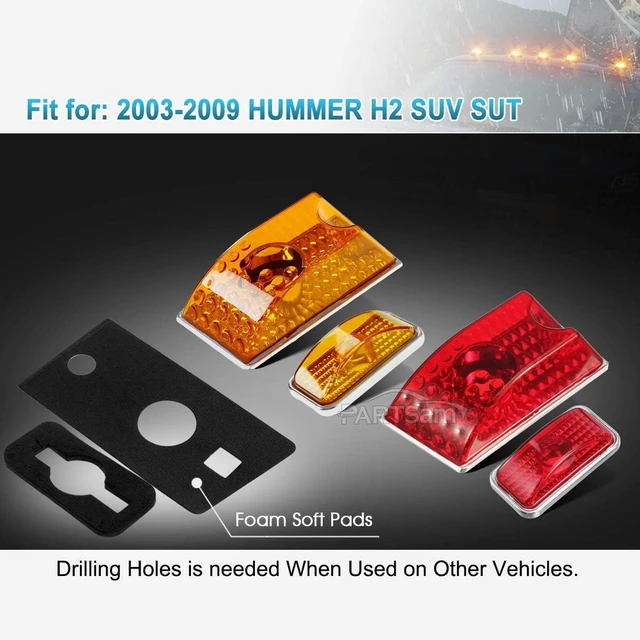 Alt view image 7 of 7 - Replacement for Hummer H2 Cab Roof Lights Housing 2003-2009 and Hummer H2 SUT Cab Roof Top Clearance Marker LED Light Lamps 2005-2009 Front Rear w/T10 194 168 W5W Led Bulbs(5Amber+5Red)