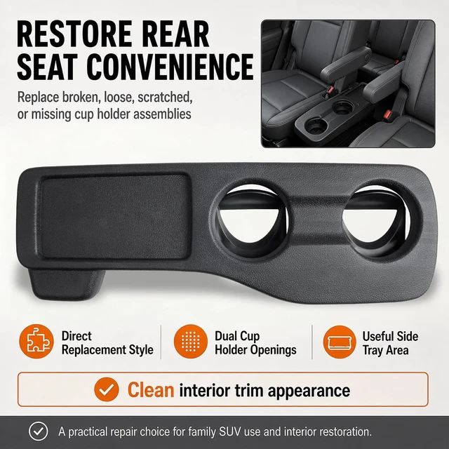 Alt view image 6 of 7 - Seat Armrest Cup Holder Compatible with Toyota Highlander 2014-2019 Second Row Captains Chairs, Seat Side Table Assembly Replaces 78061-0E010-C0, Black