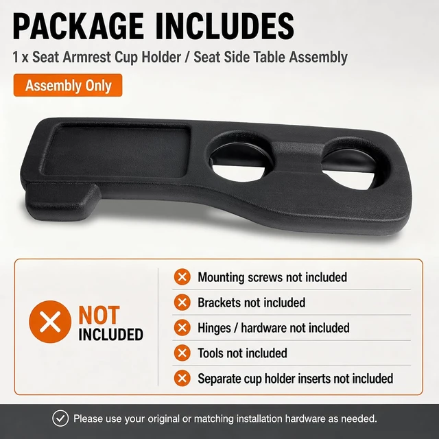 Alt view image 7 of 7 - Seat Armrest Cup Holder Compatible with Toyota Highlander 2014-2019 Second Row Captains Chairs, Seat Side Table Assembly Replaces 78061-0E010-C0, Black