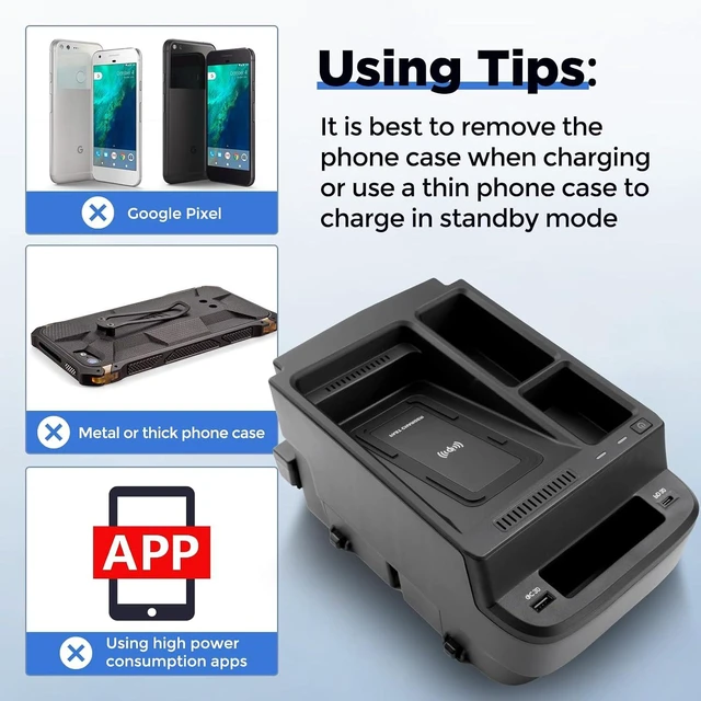 Alt view image 3 of 7 - Wireless Charger & Center Console Organizer for Honda CR-V 2017-2022