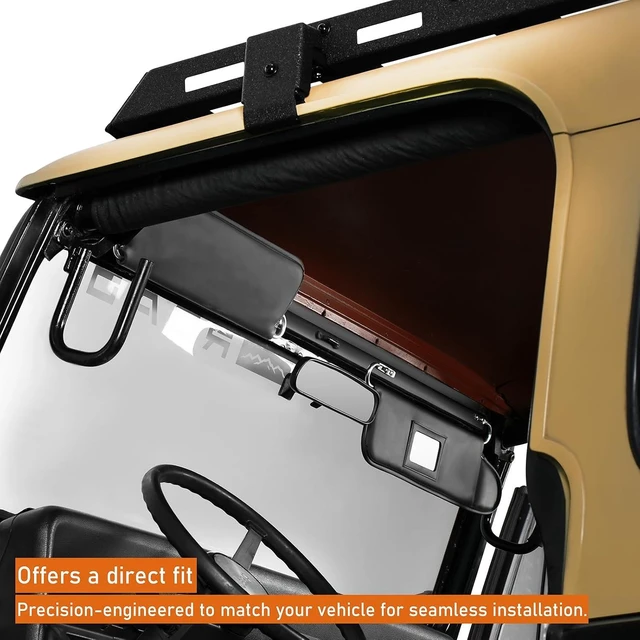 Alt view image 4 of 7 - Sun Visor Driver & Passenger Side Kit for 1972-1995 Jeep CJ-5 CJ-6 CJ-7 CJ-8 Wrangler YJ, Left & Right Replacement Sunvisors Adjustable Rotation with Built-in Mirrors - Pack of 2