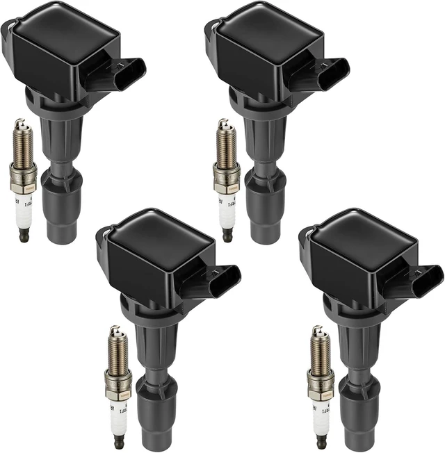 Main image of 4 Ignition Coils UF764 + 4 Spark Plugs 93175 for Hyundai Kia Genesis