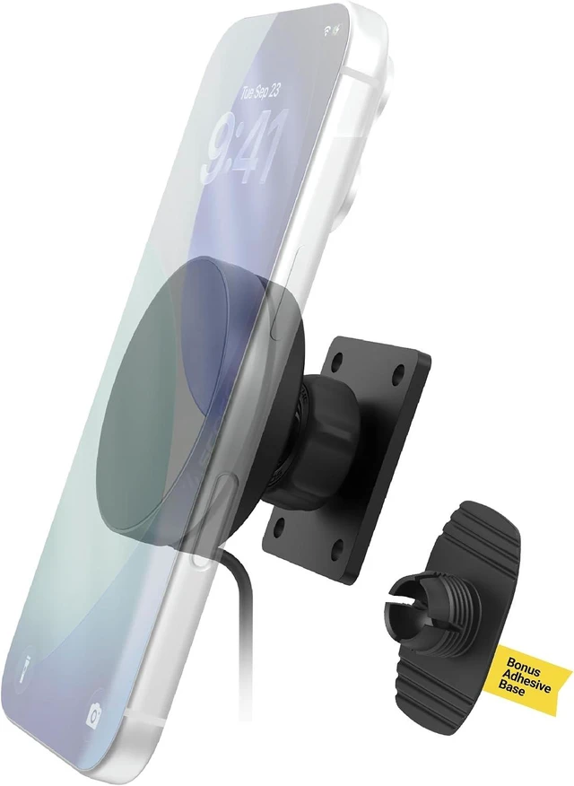 Main image of MagicMount Elite Qi2 Wireless MagSafe Car Mount Charger, 25W Magnetic Cell Phone Holder for Car with AMPS Mounting Plate and 3M Adhesive Dashboard Adapter Compatible with iPhone,