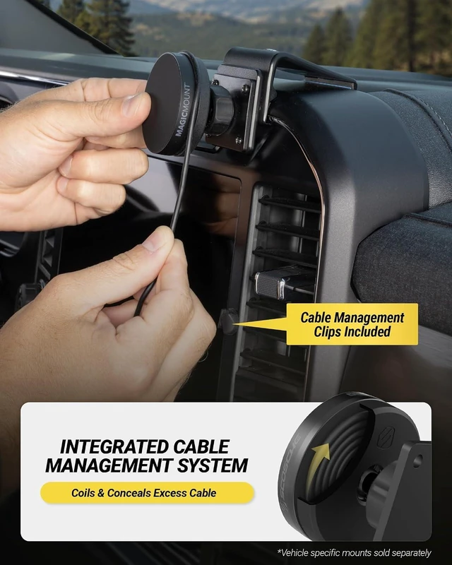 Alt view image 5 of 7 - MagicMount Elite Qi2 Wireless MagSafe Car Mount Charger, 25W Magnetic Cell Phone Holder for Car with AMPS Mounting Plate and 3M Adhesive Dashboard Adapter Compatible with iPhone,