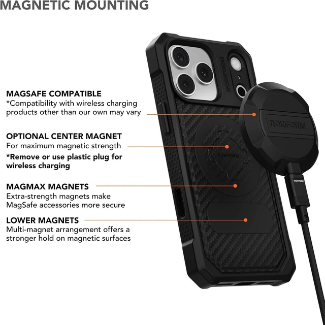 Alt view image 4 of 7 - Rugged Case for iPhone 17 Pro Max, Magnetic + RokLock (Black)