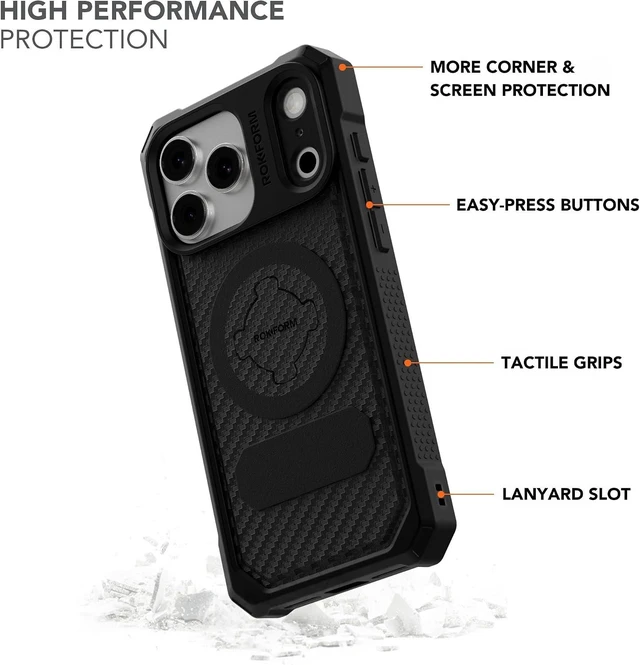 Alt view image 2 of 7 - Rugged Case for iPhone 17 Pro Max, Magnetic + RokLock (Black)