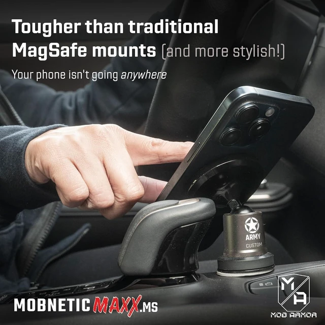 Alt view image 4 of 7 - MobNetic Maxx MS MagSafe Phone Mount for Car, Gun Metal