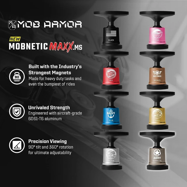 Alt view image 3 of 7 - MobNetic Maxx MS MagSafe Phone Mount for Car, Gun Metal