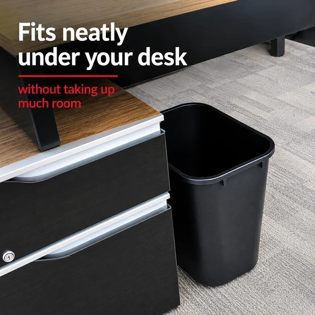 Alt view image 6 of 7 - 3.5 Gallon Black Wastebasket Under Desk Plastic Trash Can | 5 PACK