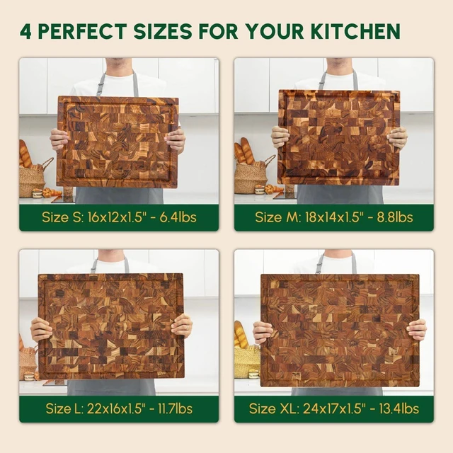 Alt view image 5 of 6 - Teak Wood End Grain Cutting Board (18x14x1.5", M)