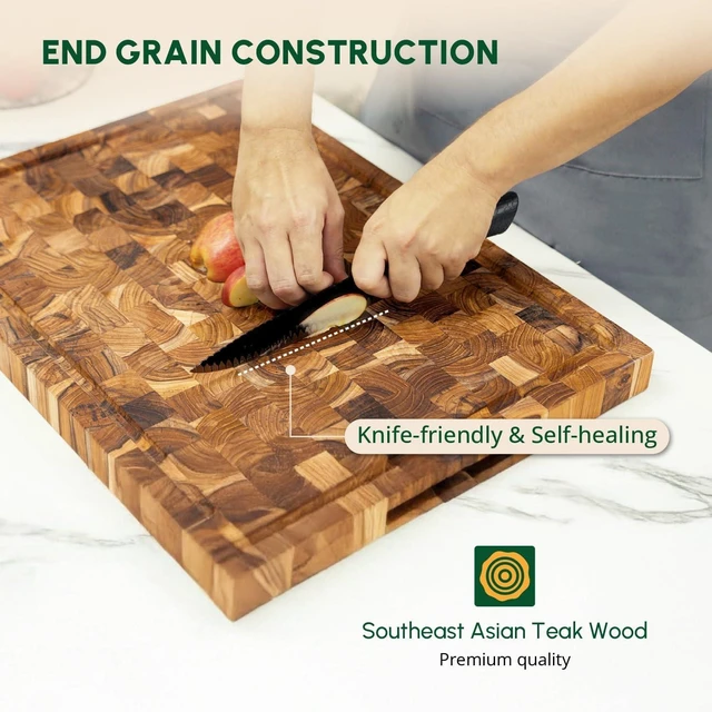 Alt view image 3 of 6 - Teak Wood End Grain Cutting Board (18x14x1.5", M)