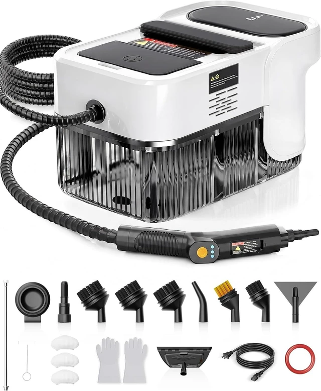 Main image of Steam Cleaner, 3 Level Adjustable Handle with 18 Accessories, White