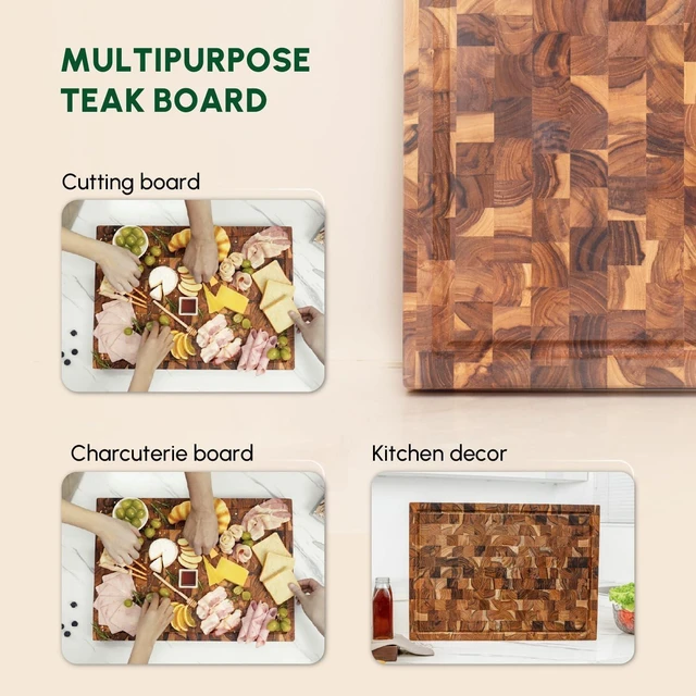 Alt view image 4 of 6 - Teak Wood End Grain Cutting Board (18x14x1.5", M)