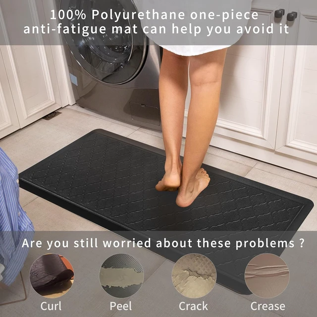 Alt view image 4 of 6 - 24 x 60 Inch Extra Support Anti Fatigue Comfort Kitchen Mat, Waterproof Long Kitchen Runner, Non-Slip Standing Desk Mat, Commercial Pads for Offices, Home, Garages (Barcelona Black, 24'' x 60'')