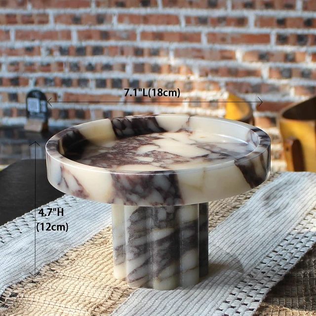 Alt view image 3 of 7 - Natural Marble Tray with Legs, Vanity Decorative Tray for Countertop Organizer, Catchall Tray for Perfume, Candles, Jewelry Dish