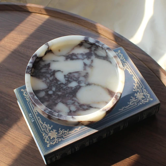 Alt view image 5 of 7 - Natural Marble Tray with Legs, Vanity Decorative Tray for Countertop Organizer, Catchall Tray for Perfume, Candles, Jewelry Dish