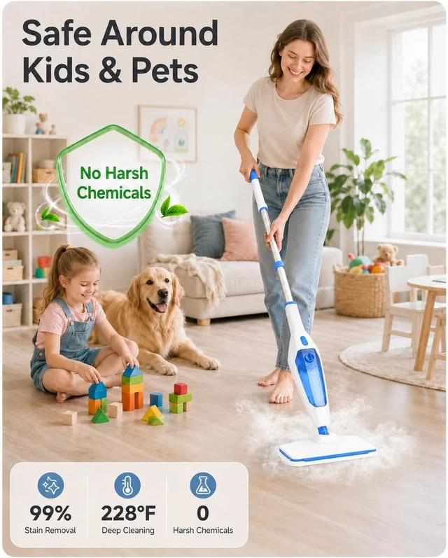 Alt view image 2 of 7 - Steam Floor Mop, 14-in-1 Detachable Steam Cleaner for Home Cleaning