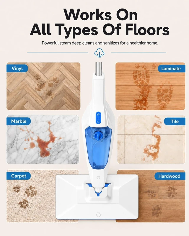 Alt view image 3 of 7 - Steam Floor Mop, 14-in-1 Detachable Steam Cleaner for Home Cleaning