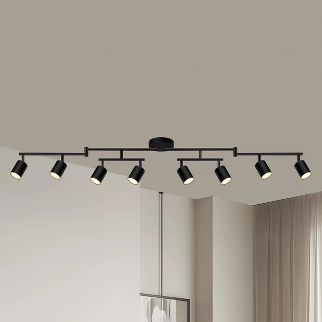 Main image of 8 Light Track Lighting Fixtures Ceiling, Matte Black Kichen Track Lighting Fixtures, Rotatable Light Heads, Adjustable Modern LED Track Lights for Kitchen/Hallway, No GU10 Bulb