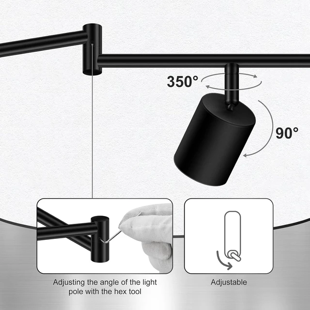 Alt view image 2 of 7 - 8 Light Track Lighting Fixtures Ceiling, Matte Black Kichen Track Lighting Fixtures, Rotatable Light Heads, Adjustable Modern LED Track Lights for Kitchen/Hallway, No GU10 Bulb