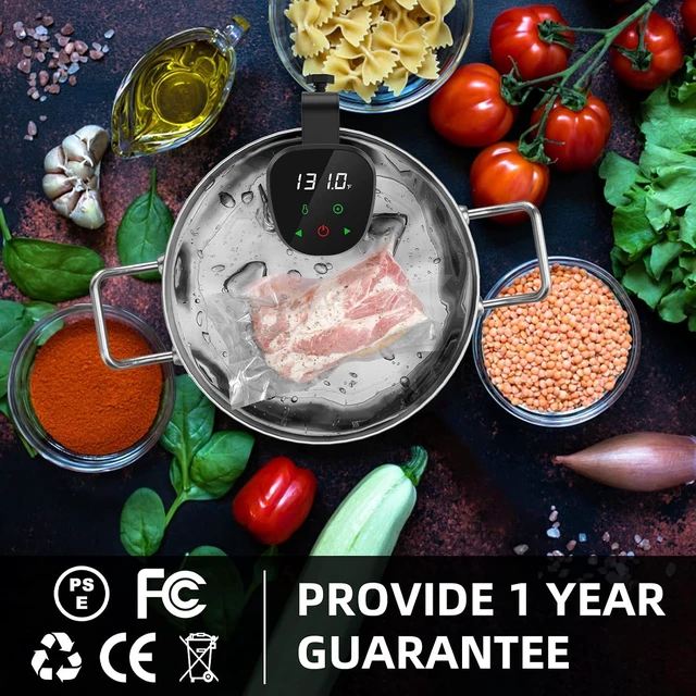 Alt view image 4 of 7 - Sous Vide Machine-Suvee Cooker- Sous Vide Kit with Lid, Recipes-1000W Fast Heating Immersion Circulator/Accurate Temperature and Timer/Digital Touch Screen, Stainless Steel (US Standard)