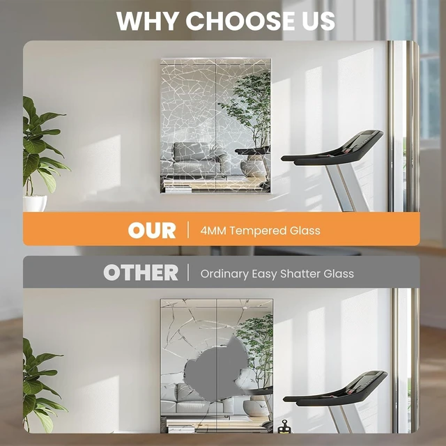 Alt view image 3 of 7 - 56 x 16 in Home Gym Mirrors, Frameless, 2-Pack