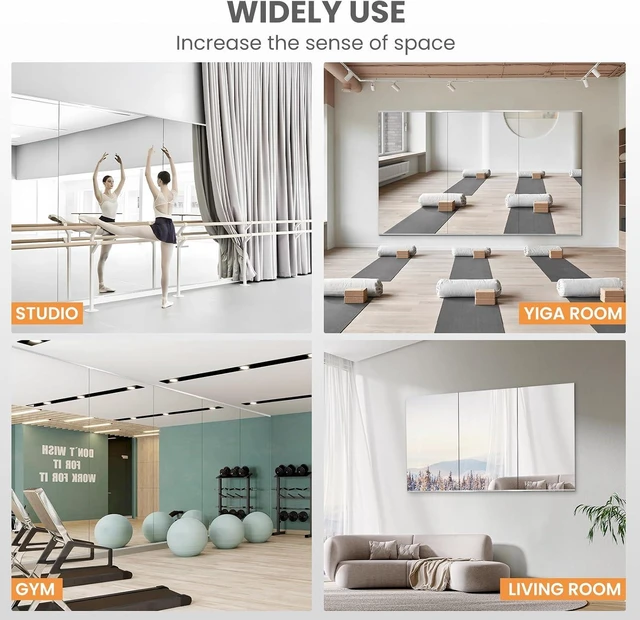 Alt view image 5 of 7 - 56 x 16 in Home Gym Mirrors, Frameless, 2-Pack