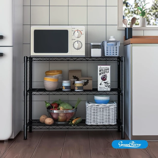 Alt view image 2 of 7 - 3-Shelf Adjustable Metal Wire Shelving,Black,36"L x 14"W x 30"H