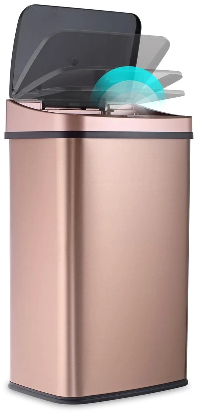 Main image of 13 Gallons Automatic Touchless Kitchen Trash Can with Lid, Motion Sensor Trash Can for Kitchen, Home, Office, 50 Liter Large Stainless Steel Garbage Bin (13 Gal #28) (Gold)